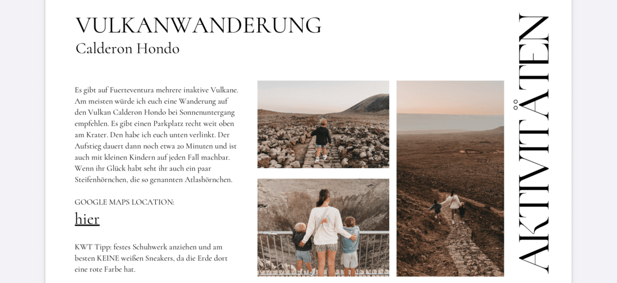 Fuerteventura mit Kind Travel Guide digital – stilvolle, familienfreundliche Reise mit Kindern